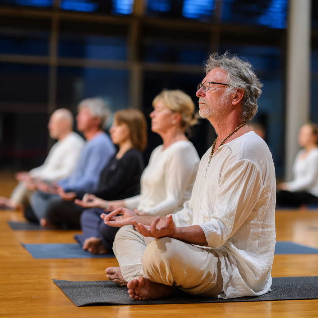Magyar felnőttek csoportos meditáció és jógagyakorlat során
